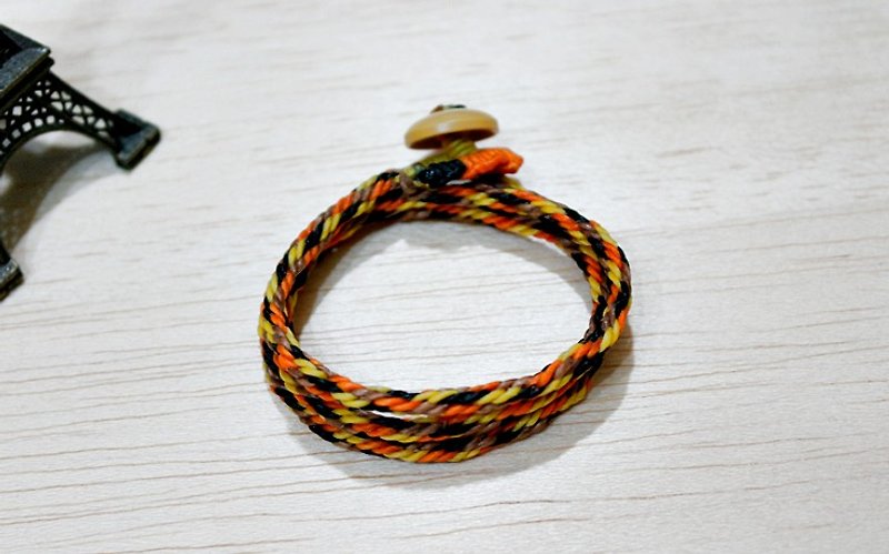 Hand-knitted silk wax thread section <Loop-and-loop series> -Circling circle series- // Color can be selected // - Bracelets - Wax Brown