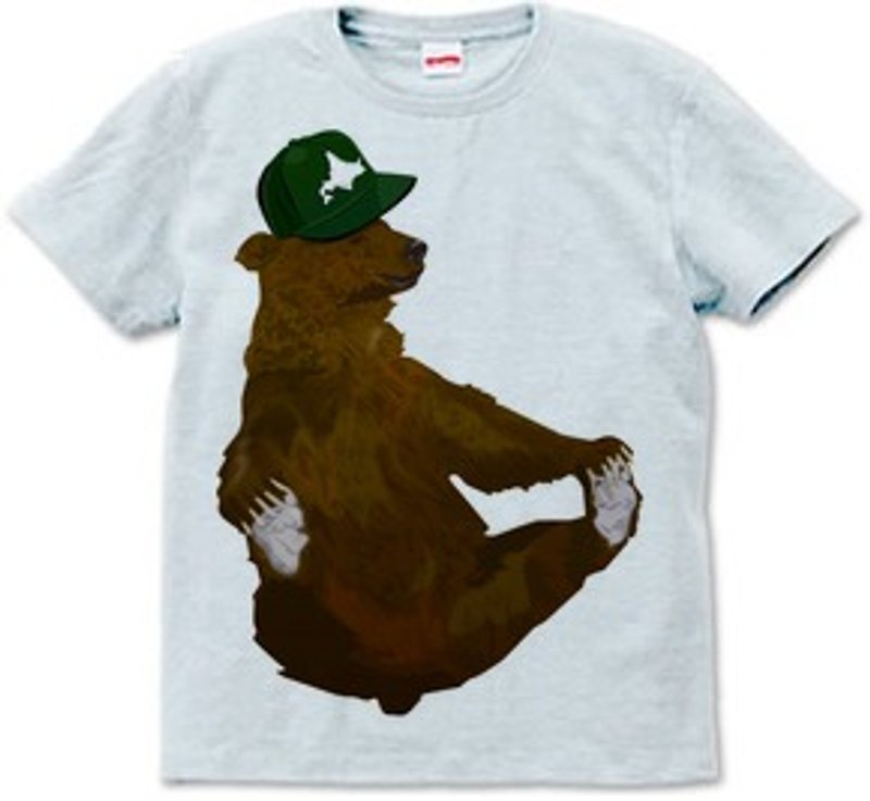 Hokkaido and brown bear (T-shirt 6.2oz ash) - เสื้อยืดผู้ชาย - วัสดุอื่นๆ สีเทา