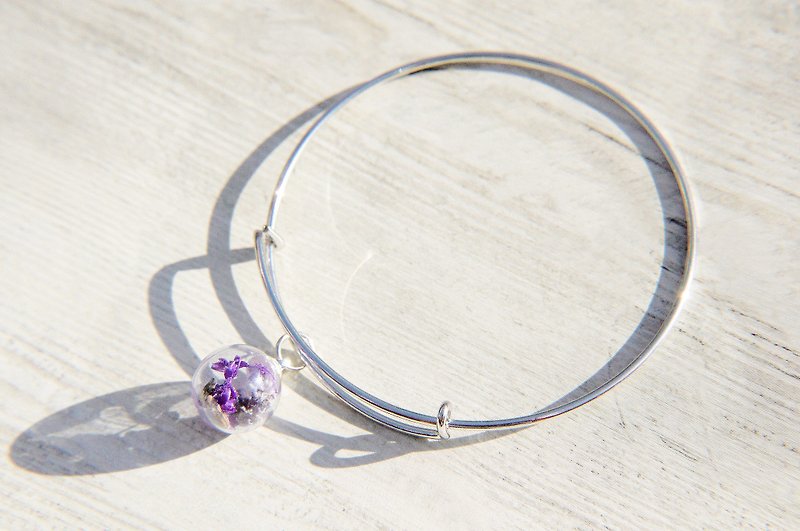 / Forest Girl / British Simple Purple Glass Ball Silver Bracelet / Bracelet-Purple Lavender Forest - Bracelets - Glass Purple