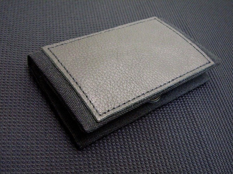 BLACK x BLACK-Hand made leather canvas card / business card holder - Coin Purses - Genuine Leather Black