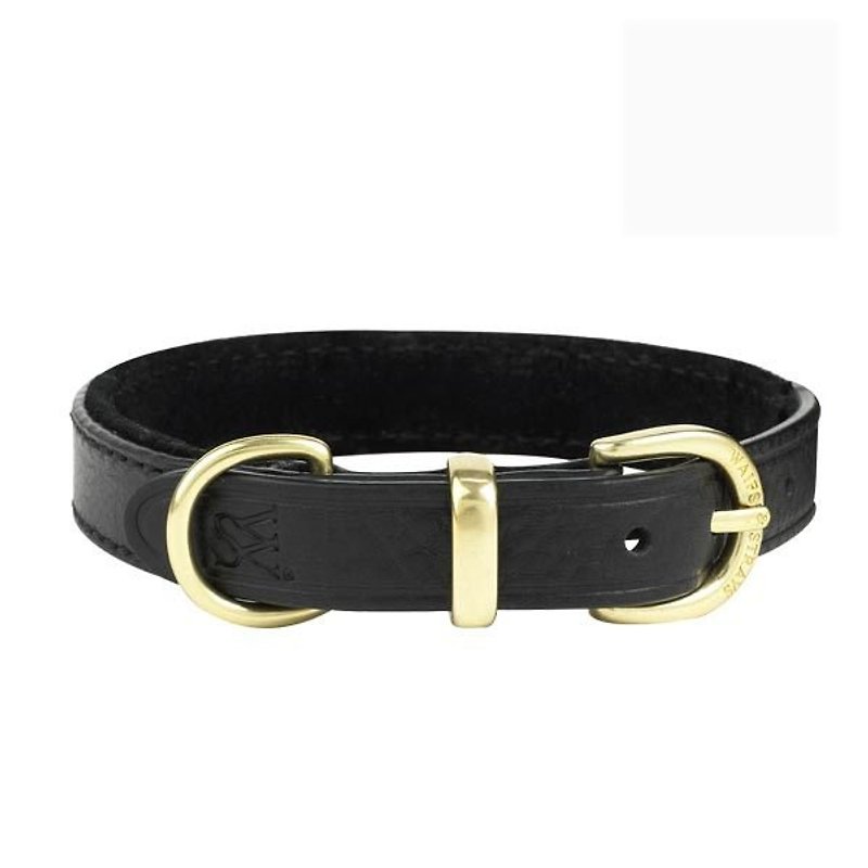 Wes [W & amp; S] elegant suede leather collar - Size M - black - Collars & Leashes - Genuine Leather Black