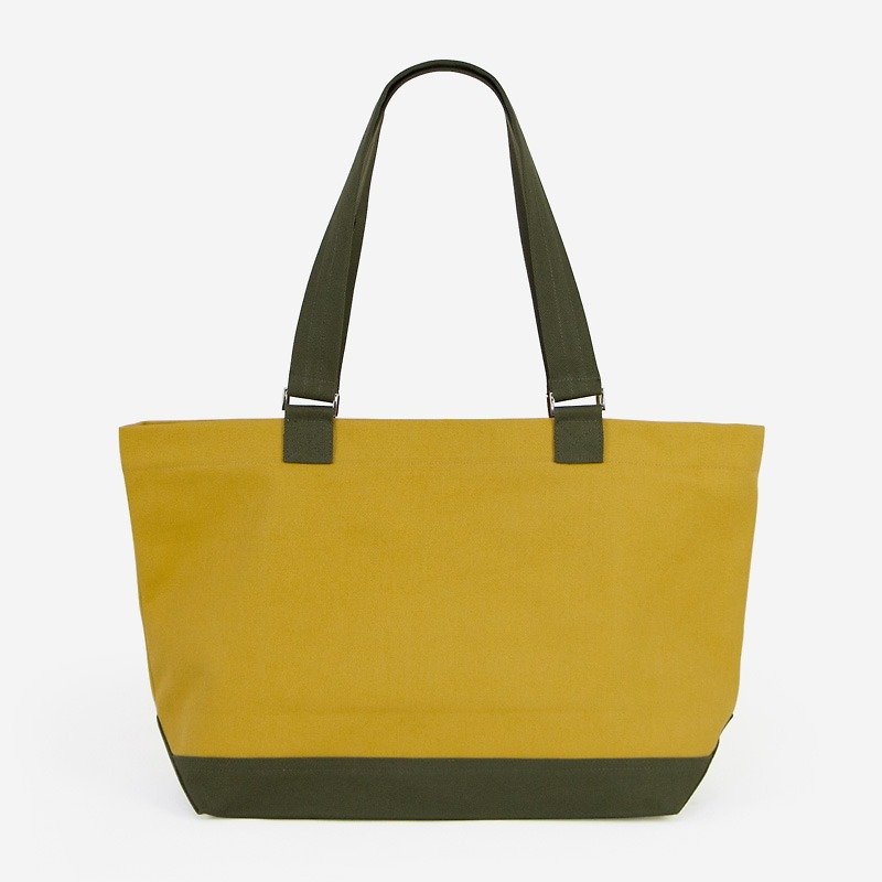 Tote bag TOTE canvas bag contrast color universal large-capacity A4 can put handbag shoulder bag 9 colors optional - กระเป๋าถือ - ผ้าฝ้าย/ผ้าลินิน สีเหลือง
