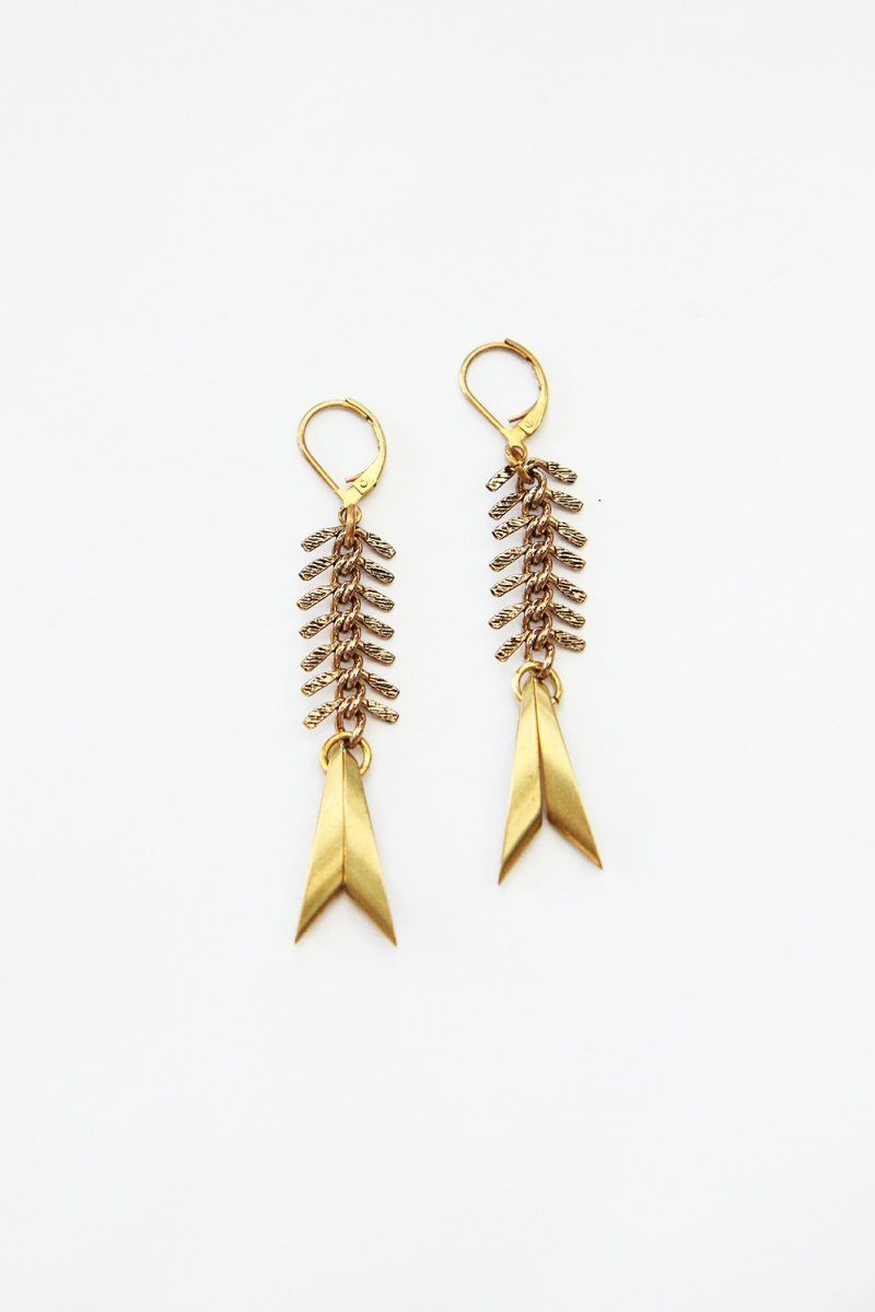 < Pisces {♓ abstract fish bone earrings ♓ - ต่างหู - โลหะ 