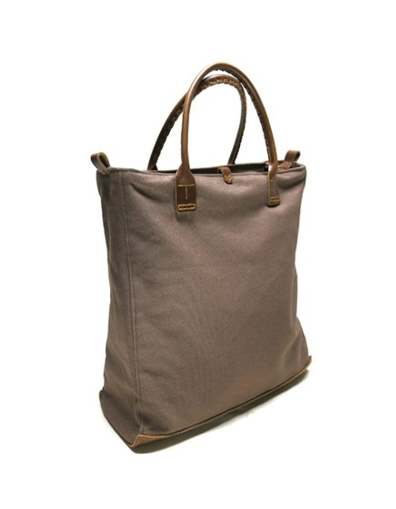 Halii Bag ~Tall - กระเป๋าถือ - ผ้าฝ้าย/ผ้าลินิน สีนำ้ตาล