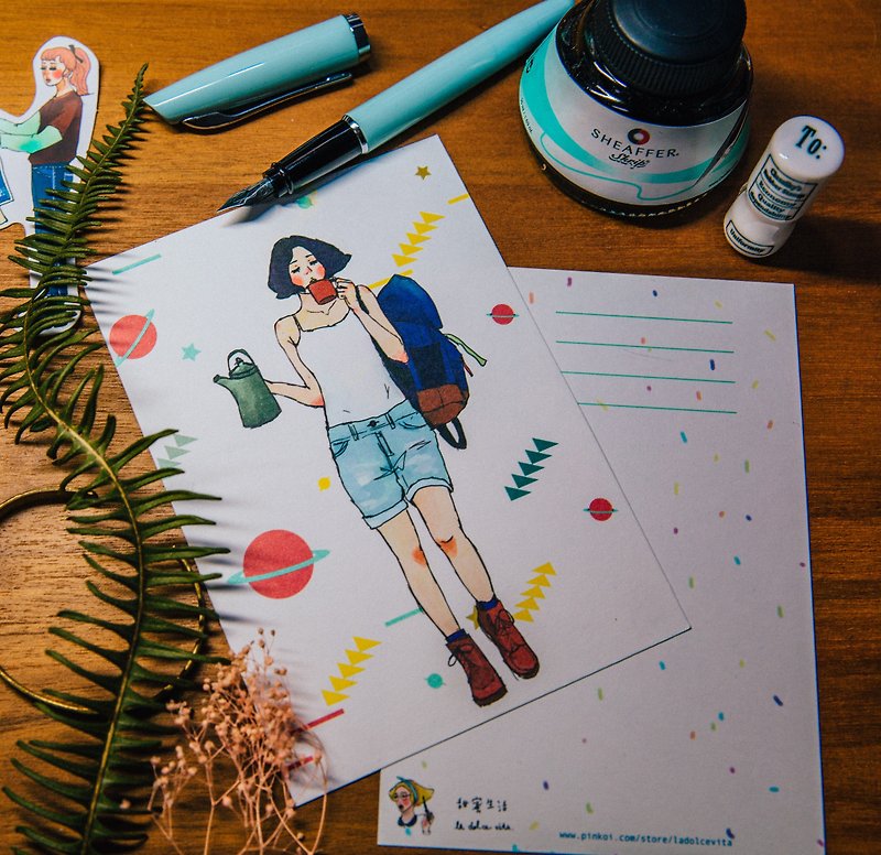 Adventure girl postcard - Cards & Postcards - Paper Multicolor
