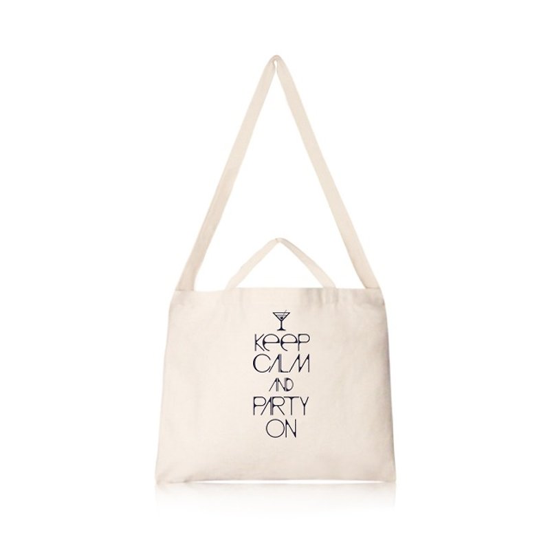 Keep Calm And Party ON Cultural Creativity Horizontal Canvas Bag - กระเป๋าคลัทช์ - ผ้าฝ้าย/ผ้าลินิน สีกากี