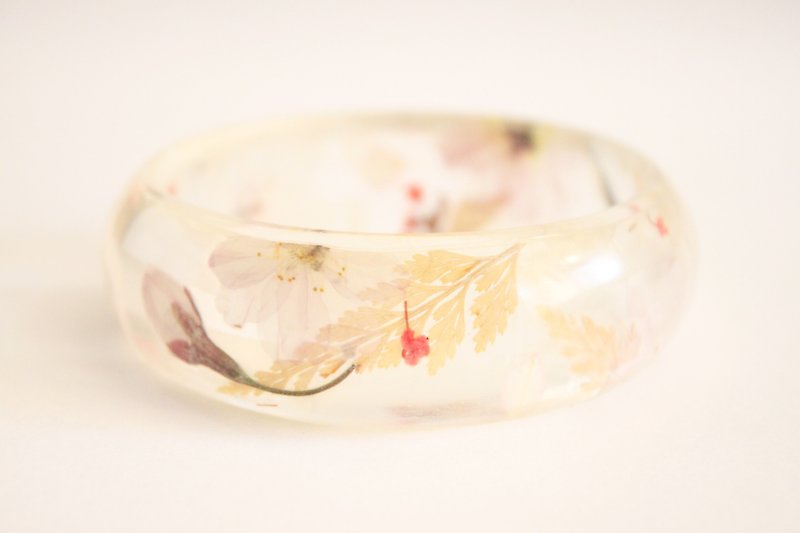 押花 櫻花手鐲/Sakura Bracelet - 手鍊/手鐲 - 植物．花 白色