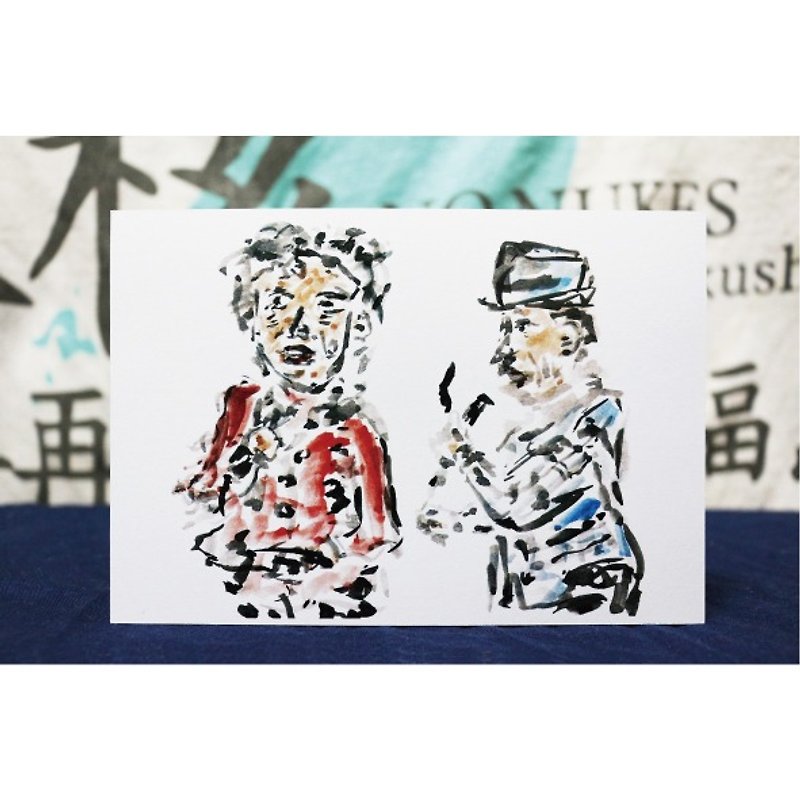 【醜いキャラクター】民謡コンテスト - 手描きポストカード - カード・はがき - 紙 ホワイト