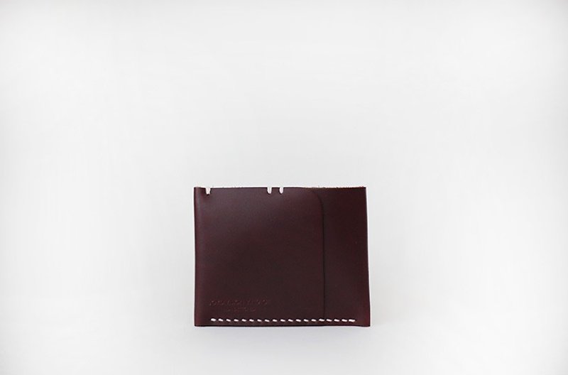 Leather-shop vintage card wallet - กระเป๋าสตางค์ - หนังแท้ สีแดง