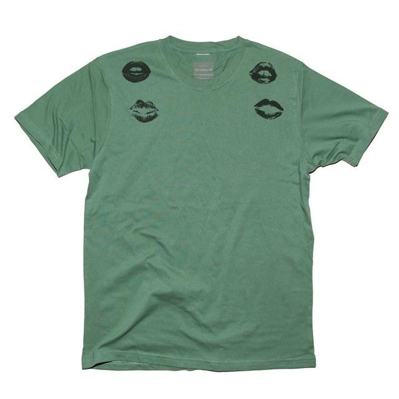 Kisses lips mark design T-shirts Tcollector - เสื้อยืดผู้ชาย - ผ้าฝ้าย/ผ้าลินิน สีเขียว