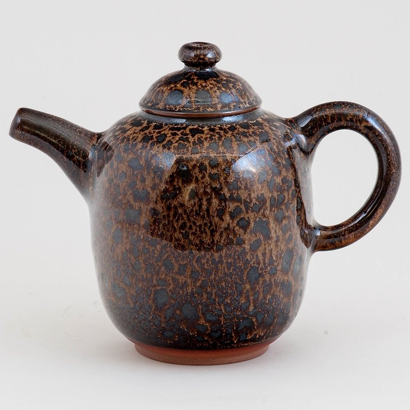 Yaobian leopard print oil dripping Tianmu teapot (high rise teapot) 400cc made by Shen Kunchuan - Teapots & Teacups - Pottery Khaki