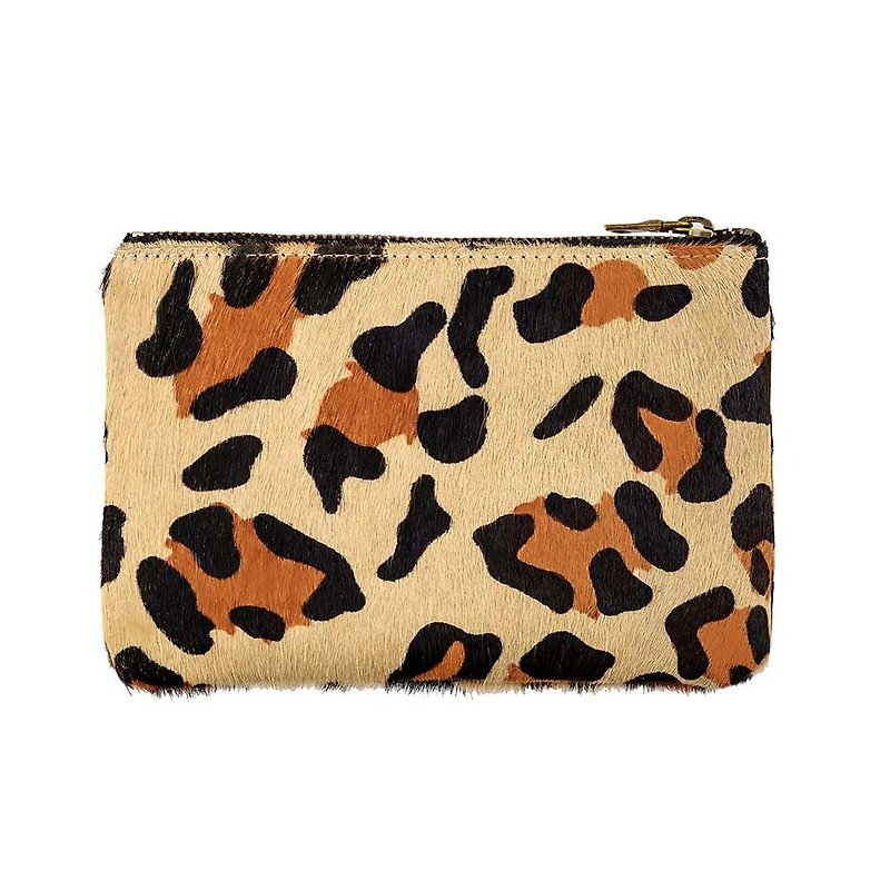 MAUD Flat Clip _Leopard / Leopard - Wallets - Genuine Leather Brown