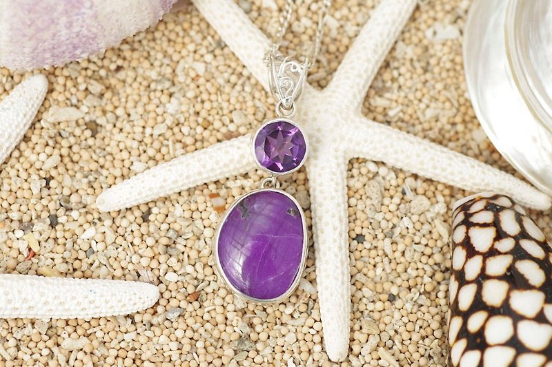 スギライトとアメジストのネックレス - 項鍊 - 寶石 紫色