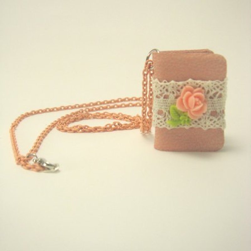 Rose lace mini-book necklace :: - Necklaces - Genuine Leather 