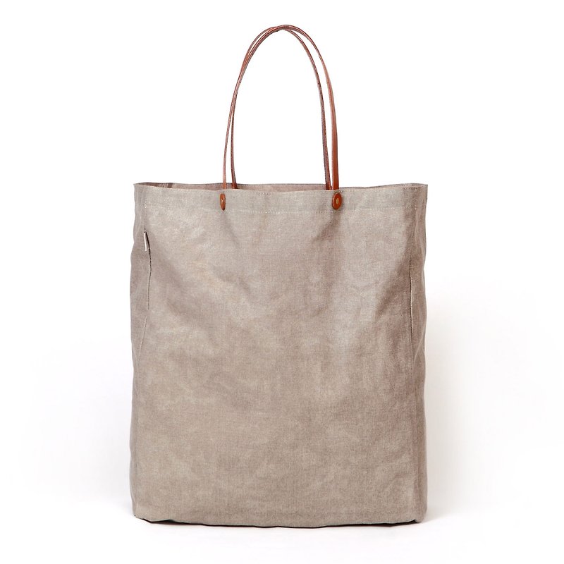 [Khaki long Tottenham] canvas bag / tote bag / shopping bag / leather strap / limited goods - กระเป๋าแมสเซนเจอร์ - วัสดุอื่นๆ สีกากี