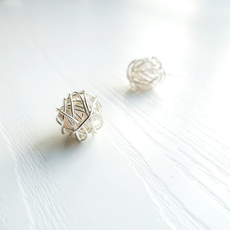 NO WORRIES- Twisted Sterling Silver Crystal Earrings - Earrings & Clip-ons - Other Materials White
