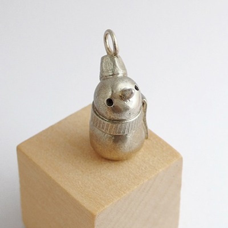 snowman bucket snowman 925 Silver pendant / Christmas / gift - Necklaces - Other Materials White