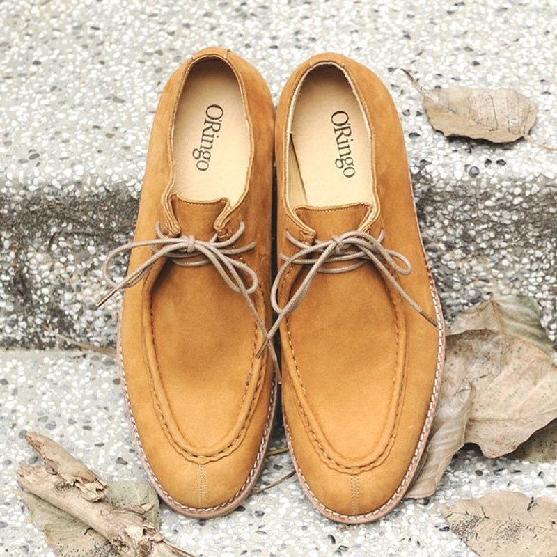 Wallabee low profile rubber-soled shoes │ earth yellow Kangaroo - รองเท้าลำลองผู้ชาย - หนังแท้ สีทอง