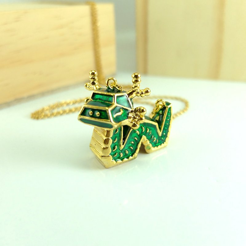 Glorikami, Green, Dragon Necklace, Zodiac Animal - สร้อยคอ - โลหะ สีเขียว