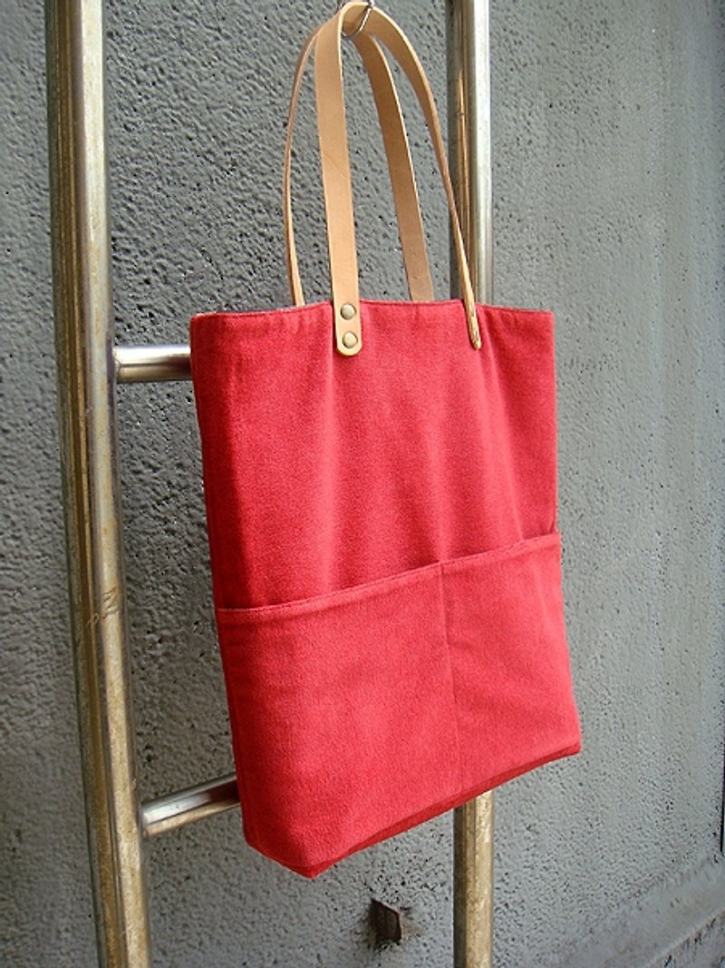 Cherry red pocket bag - Messenger Bags & Sling Bags - Other Materials 