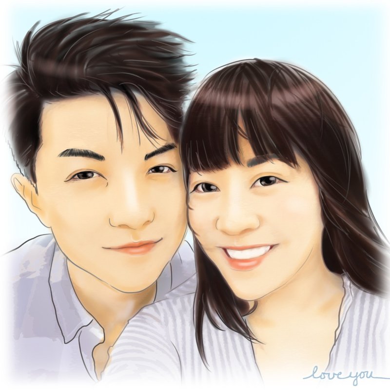 GiftPaint- 情人客製肖像抱枕【相似度高雙人肖像價】 - 似顏繪/人像畫 - 紙 白色