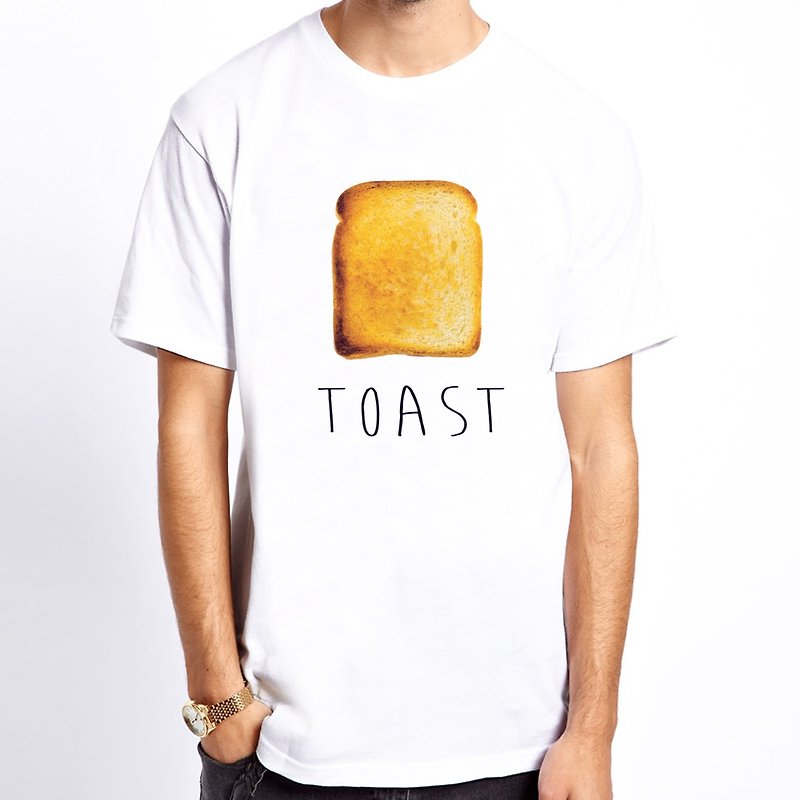 Toast Short Sleeve T-shirt-White Toast Bread Breakfast Food Cream Design Homemade Brand Breakfast - Men's T-Shirts & Tops - Paper White