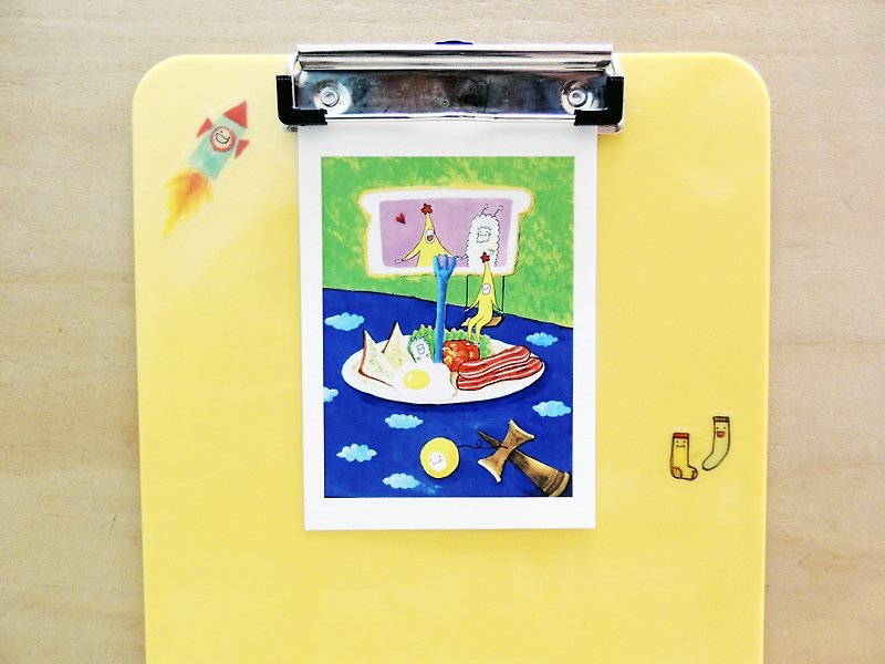 Picnic - yellow banana star postcard - การ์ด/โปสการ์ด - กระดาษ หลากหลายสี