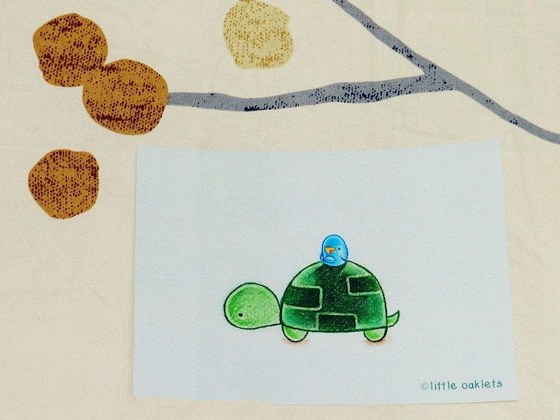 Oaklets little turtle postcard - การ์ด/โปสการ์ด - กระดาษ สีเขียว