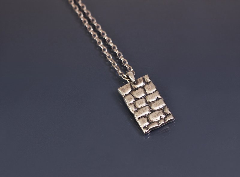 Texture Series - Brick Design 925 Silver Necklace - Necklaces - Sterling Silver Brown