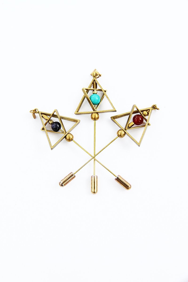 Triangle Planet Lapel Pin - Brooches - Other Metals 