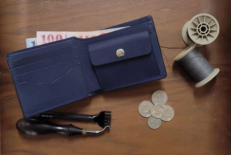 Hand-made custom black leather men's coin wallet (short clip) / Father's Day gift first choice can be customized - กระเป๋าสตางค์ - หนังแท้ สีดำ