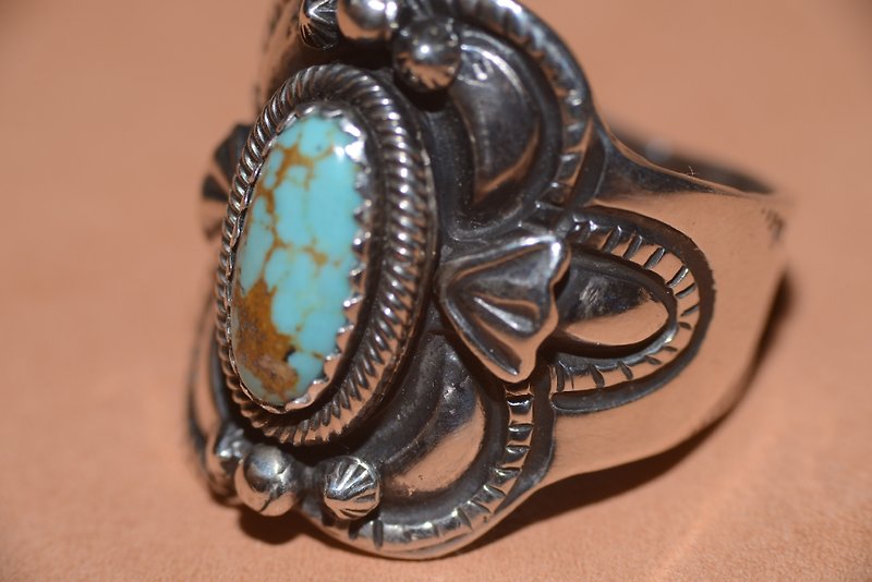 NAVAJO Sterling Silver Ring Turquoise Ring, Hippi, Thunder, Heavy Machine, American, Indian - General Rings - Other Metals Silver