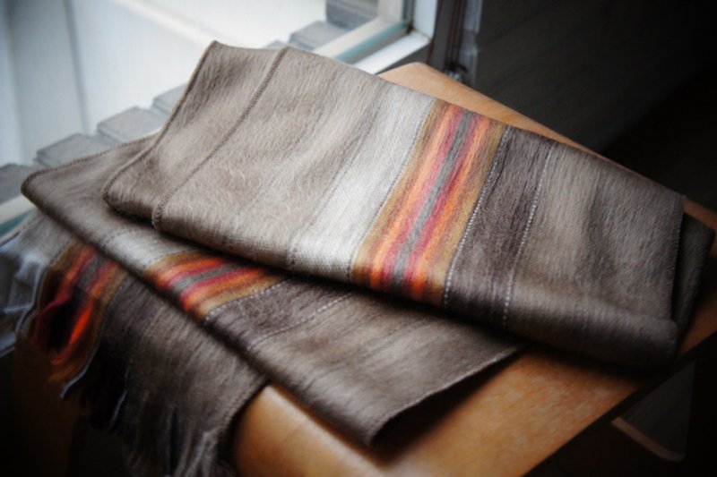 南美洲手工羊駝圍巾  彩色線條 - 圍巾/披肩 - 其他材質 多色