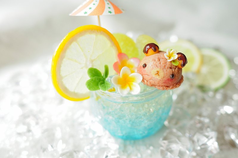 Sweet Dream☆Summer Fun Fruit Bubble Ice Cream-Little Bear (Mocha Flavor) - ของวางตกแต่ง - ดินเหนียว สีน้ำเงิน