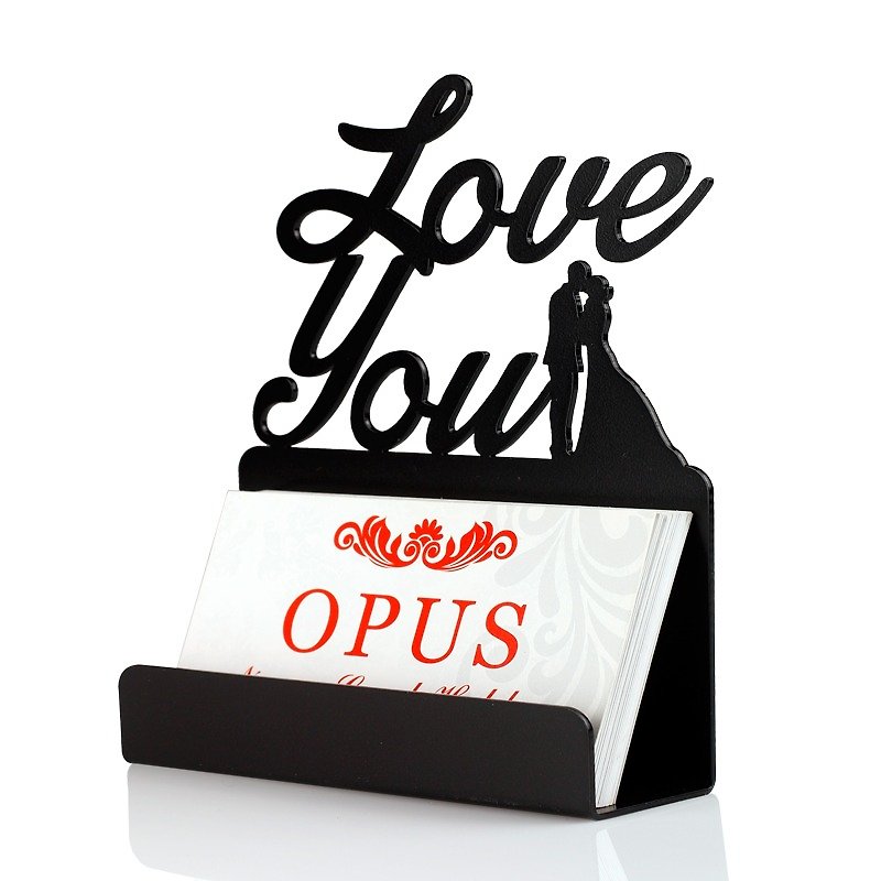 [OPUS Dongqi Metalwork] European-style wrought iron business card holder-love (black)/wedding thank you card holder/wedding anniversary - ที่ตั้งบัตร - โลหะ สีดำ