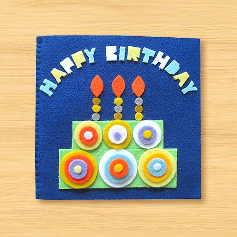 Handmade non-woven card _ circle birthday card G - Cards & Postcards - Paper Blue