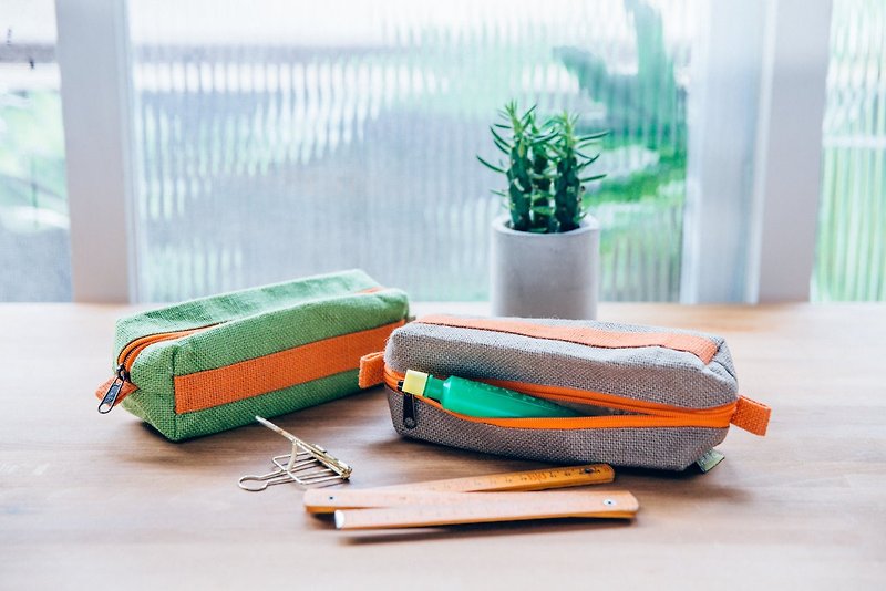 不止裝筆的 潮麻包 環保袋 - 鉛筆盒/筆袋 - 棉．麻 綠色