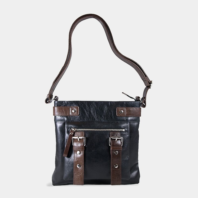 Influxx UN1 Leather Pouch / iPad Bag – Midnight Black - กระเป๋าแมสเซนเจอร์ - หนังแท้ สีดำ