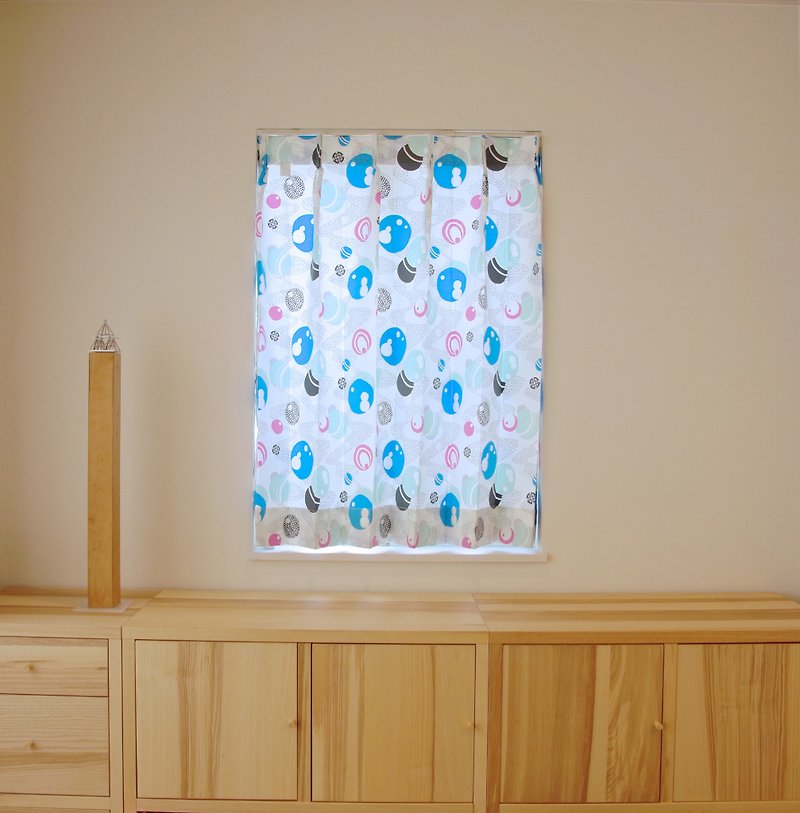 W 50cm- 95cm / L 121cm-210cm Custom made curtains " Mizutama " - อื่นๆ - ผ้าฝ้าย/ผ้าลินิน สีน้ำเงิน