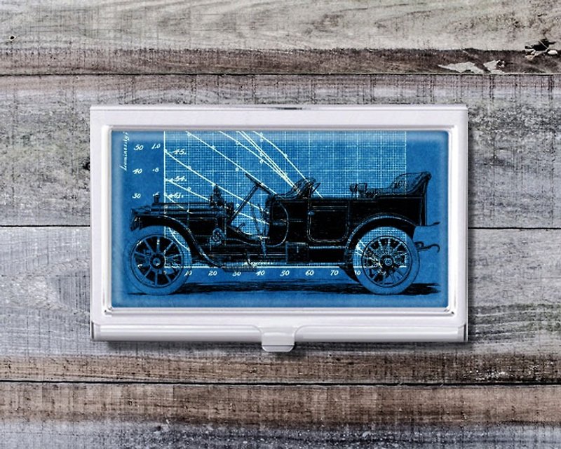 Classic Car-Business Card Holder/Business Card Case/Office Worker Accessories【Special U Design】 - Card Holders & Cases - Other Metals Blue