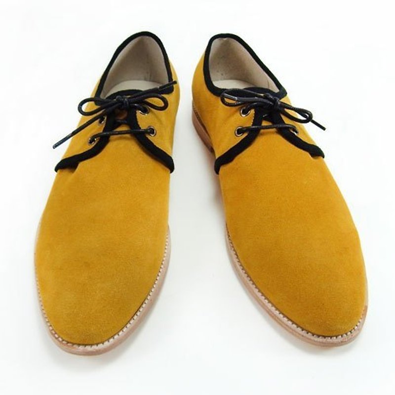 Sweet Villians 英倫麂皮Derby Shoes Casual Style 98291, 鵝黃色 - Men's Casual Shoes - Genuine Leather Yellow