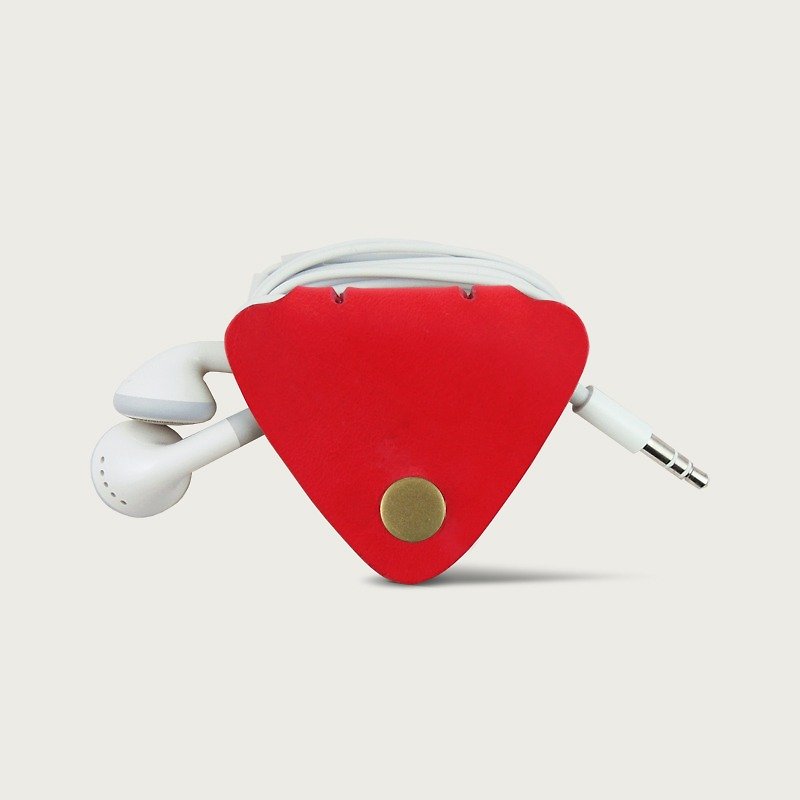 LINTZAN "handmade leather" headphone hub / Leather Storage Case - Red Apple - หูฟัง - หนังแท้ สีแดง