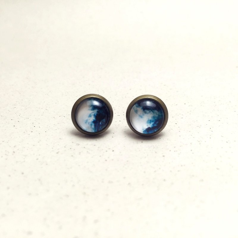 △ Bronze hand-made earrings 〖Rendering Series〗 - ต่างหู - โลหะ สีน้ำเงิน