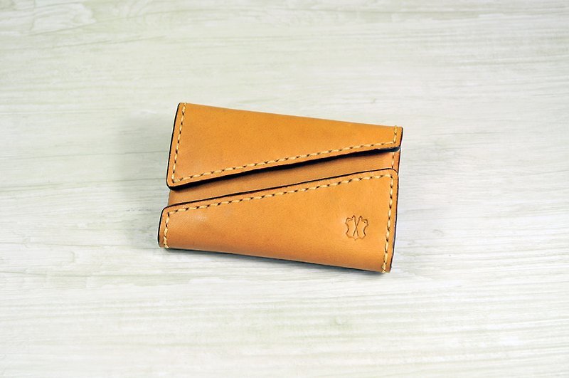 MICO 手縫皮革咭片盒 雙開口設計 (淺茶) - 文件夾/資料夾 - 真皮 橘色