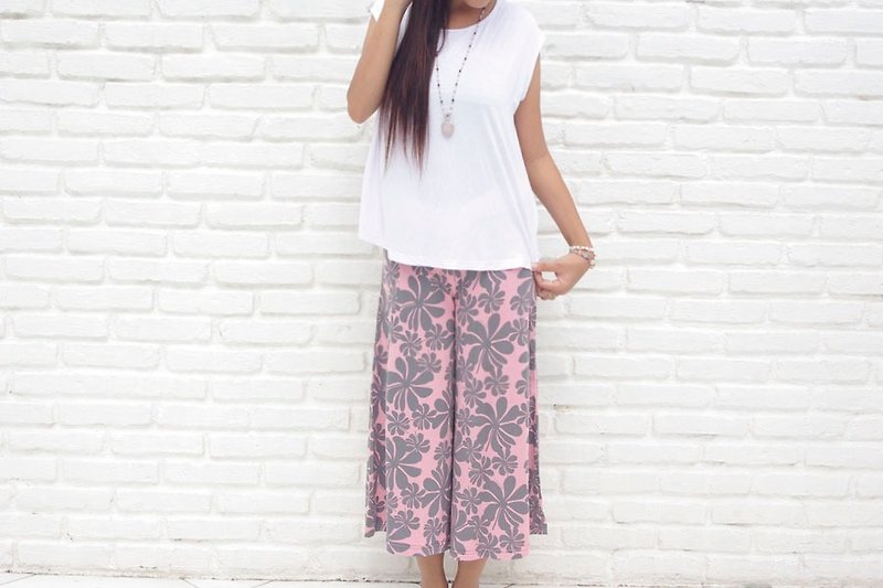 Tiare print stretch flare pants <Pink> - Women's Pants - Thread Pink