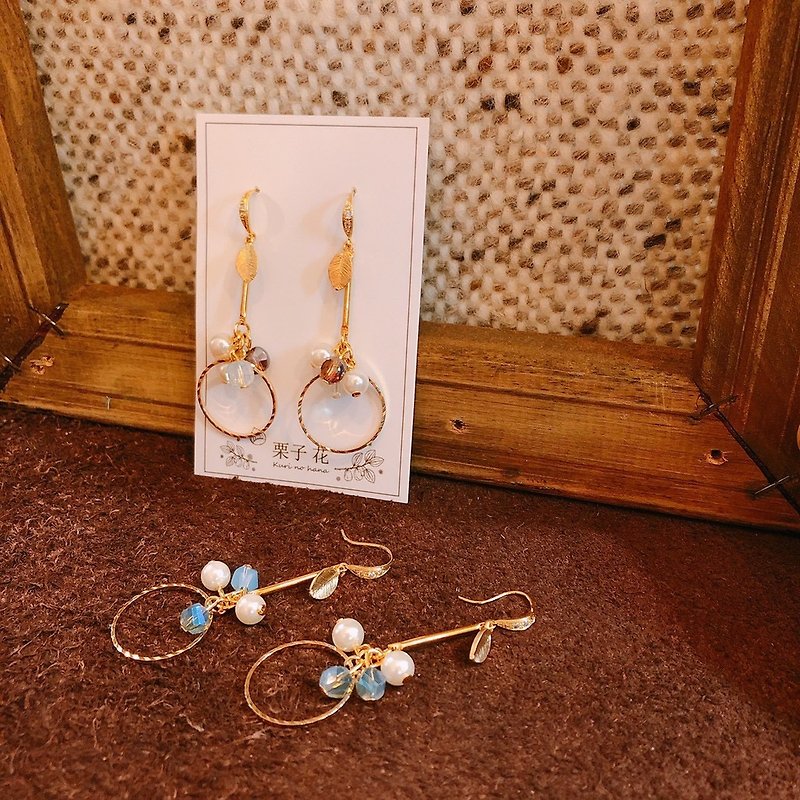 [Chestnut Flower] Tears of Venus. Bronze earrings. Natural stone. Hand made design - Earrings & Clip-ons - Copper & Brass Gold