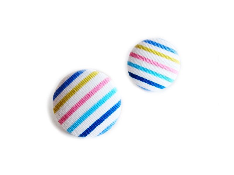 Cloth buckle earrings clip earrings colored stripes do - ต่างหู - วัสดุอื่นๆ สีน้ำเงิน