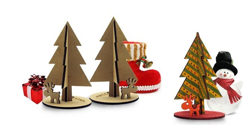 木製クリスマスギフト鹿シリーズ-Danlu クリスマス - 木工/竹細工/ペーパークラフト - 木製 カーキ