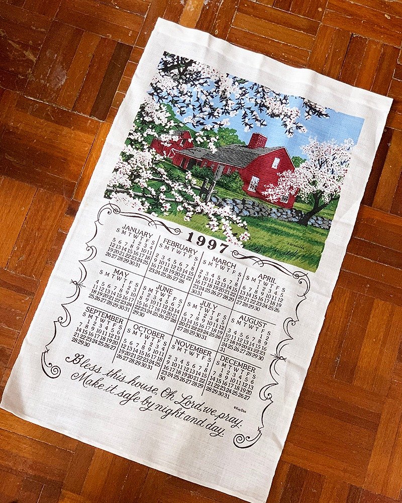 1997アメリカ初期の布のカレンダーの家 - ウォールデコ・壁紙 - コットン・麻 多色
