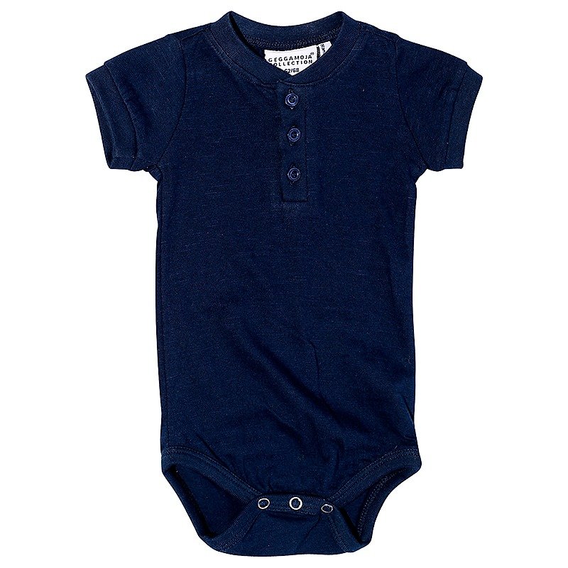 【北歐童裝】瑞典有機棉新嬰幼兒包屁衣0M至6M 深藍 - 包屁衣/連身衣 - 棉．麻 藍色